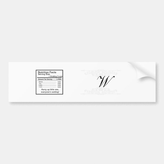 Elegant wit/zilver bruiloft water fles label bumpersticker (Voorkant)