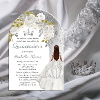 Elegant Wit Zilver Roos Floral Quinceañera Party