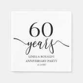 Elegant wit zwart 60ste bruiloft Jubileum Servet (Voorkant)