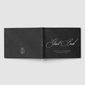 Elegant Wit & Zwart Fluweel Imitatie Bruiloft Gastenboek (Volledig)