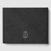 Elegant Wit & Zwart Fluweel Imitatie Bruiloft Gastenboek (Achterkant)