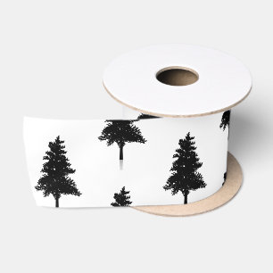 Elegant Wit Zwart Kerstboom Patroon Lint