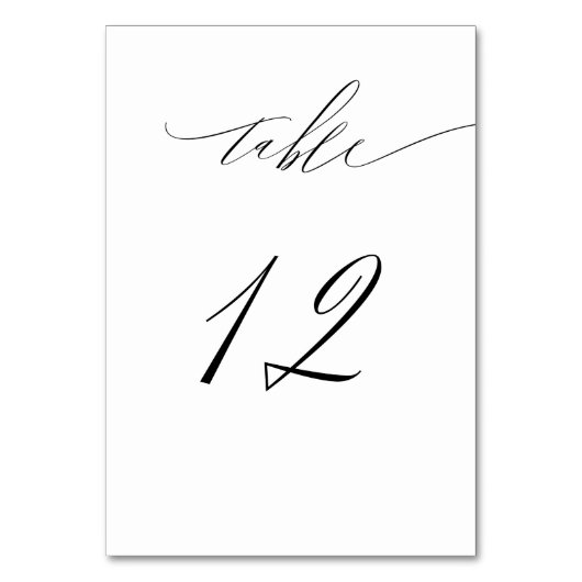 Elegant Wit Zwart Modern Script No 12 Bruiloft Kaart (Achterkant)