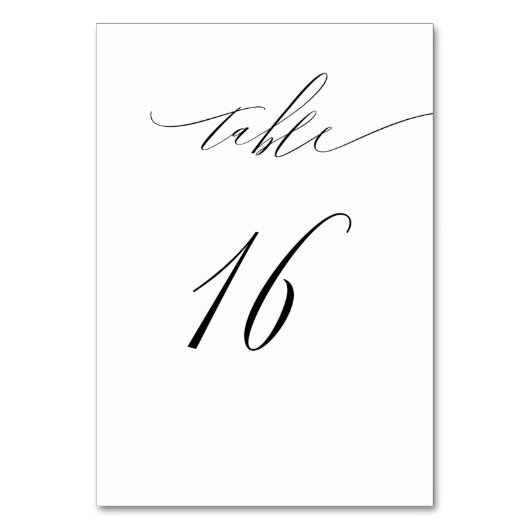 Elegant Wit Zwart Modern Script No 16 Bruiloft Kaart (Voorkant)