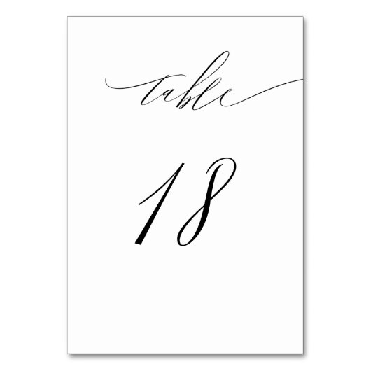 Elegant Wit Zwart Modern Script No 18 Bruiloft Kaart (Voorkant)