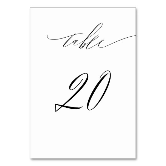 Elegant Wit Zwart Modern Script No 20 Bruiloft Kaart (Achterkant)