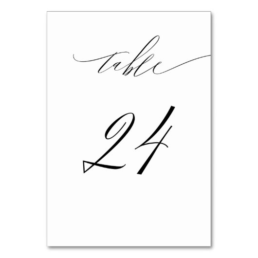 Elegant Wit Zwart Modern Script No 24 Bruiloft Kaart (Achterkant)