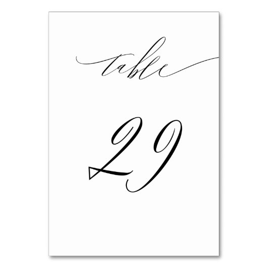 Elegant Wit Zwart Modern Script No 29 Bruiloft Kaart (Voorkant)