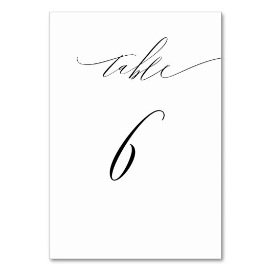 Elegant Wit Zwart Modern Script No 6 Bruiloft Kaart (Achterkant)