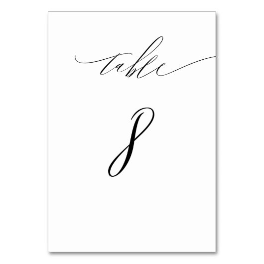 Elegant Wit Zwart Modern Script No 8 Bruiloft Kaart (Achterkant)