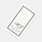 Elegant Wit Zwart Monogram Script Bruiloft Servet (Hoek)
