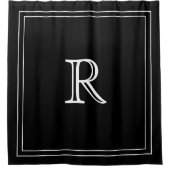 Elegant wit &zwart rand script monogram douchegordijn (Voorkant)