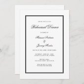 Elegant wit zwart script repetitie diner kaart (Voorkant / Achterkant)