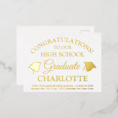 Elegant witgoud aangepaste tekst afstuderen folie uitnodiging briefkaart (Voorkant / Achterkant)