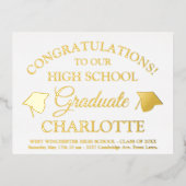 Elegant witgoud aangepaste tekst afstuderen folie uitnodiging briefkaart (Voorkant)