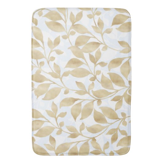 Elegant witgoud bladeren groen botanisch badmat (Voorkant Verticaal)