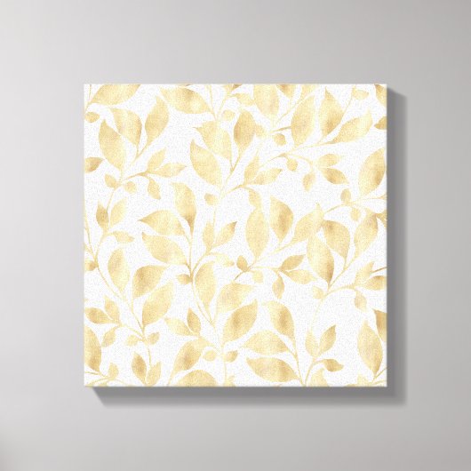Elegant witgoud bladeren groen botanisch canvas afdruk (Voorkant)