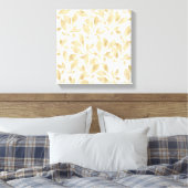 Elegant witgoud bladeren groen botanisch canvas afdruk (Insitu (Slaapkamer))