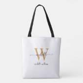 Elegant Witgoud Dames Gepersonaliseerd Monogram Draagtas (Achterkant)