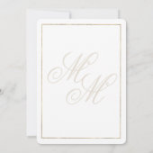 Elegant witgoud monogram initialen bruiloft kaart (Achterkant)