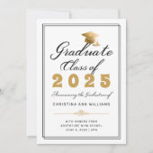 Elegant witgoud Zwarte Afgestudeerde Klas van 2025 Aankondiging (Voorkant)