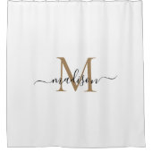 Elegant witgouden monogram vrouwelijke scriptnaam douchegordijn (Voorkant)