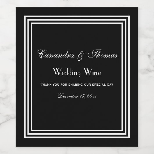 Elegant witte 3X, gecomprimeerd met dij achtergron Wijn Etiket (Enkel label)