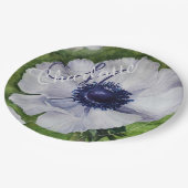 ELEGANT WITTE ANEMONE MONOGRAM FEESTJE PAPIEREN BORDJE (Gekanteld)