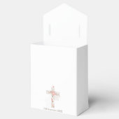 Elegant witte bevestiging florale kruis naam bedankdoosjes (Geopend)