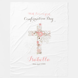 Elegant witte bevestiging florale kruis naam fleece deken