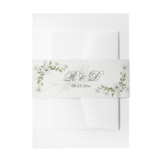 Elegant Witte Bloemige Trouwmonogram Uitnodigingen Wikkel