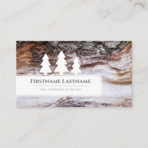 Elegant witte bomen op houtwaren met grijze houten visitekaartje