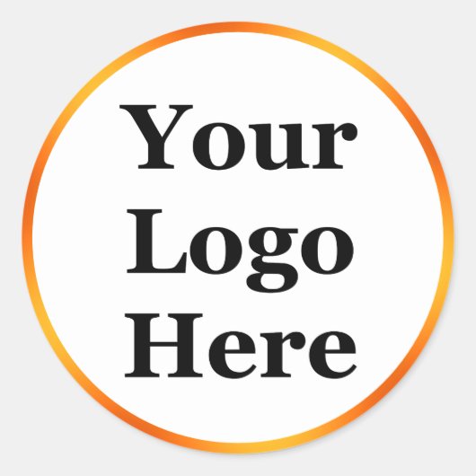Elegant witte en Oranje gradiënt Uw Logo hier Ronde Sticker (Voorkant)