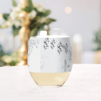 Elegant witte en zilveren trouw-wijn glas zonder s