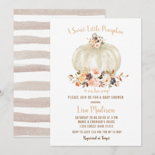 Elegant Witte Glitter Herfst Pompoen Baby shower Kaart