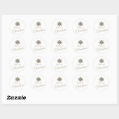 Elegant Witte Gouden Sneeuwvlok Kerstmis Ronde Sticker (Vel)