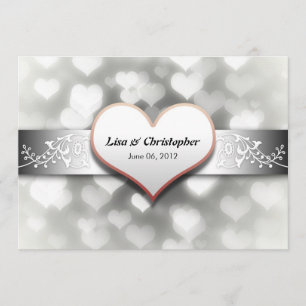 elegant witte grijze kleuren trouwuitnodiging kaart