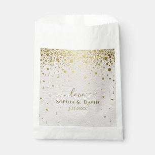 Elegant Witte Leren Gouden Confetti Bruiloft Bedankzakje