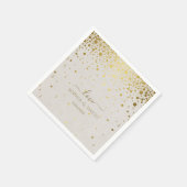 Elegant Witte Leren Gouden Confetti Bruiloft Servet (Hoek)