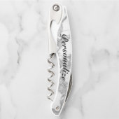 Elegant witte marmer, aangepaste schroefopener kurkentrekker (Voorkant)