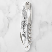 Elegant witte marmer, aangepaste schroefopener kurkentrekker (Achterkant)