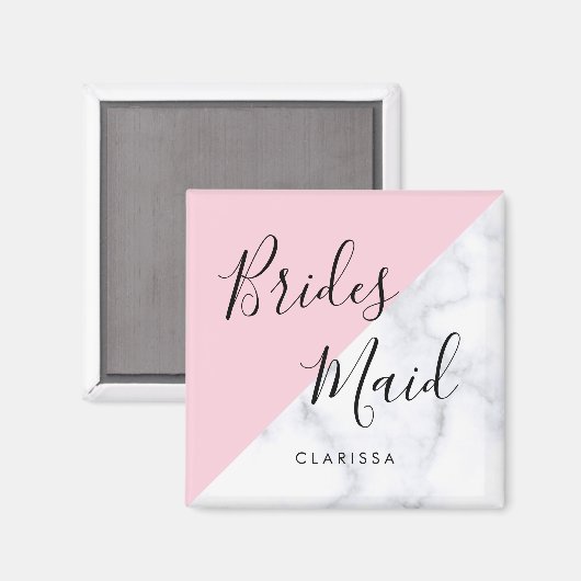 Elegant witte marmer en pastelroze bruidsbruidsmei magneet (Voorkant / Achterkant)