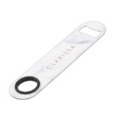 Elegant witte marmer & roos goudbruidsbruidster speed flessenopener (Achterkant Gekanteld)