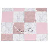 Elegant witte marmer & roos goudglitter, ingecheck groot cadeauzakje (Voorkant)