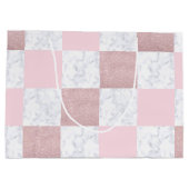Elegant witte marmer & roos goudglitter, ingecheck groot cadeauzakje (Achterkant)