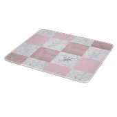 Elegant witte marmer & roos goudglitter, ingecheck snijplank (Hoek)