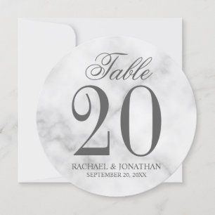 Elegant Witte Marmeren Trouw Rond Tafel Nummer Kaart