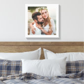 Elegant Witte Mr en Mrs Monogram Foto Bruiloft Canvas Afdruk (Insitu (Slaapkamer))