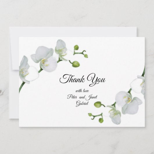 Elegant witte orchideeën bedankkaart (Voorkant)
