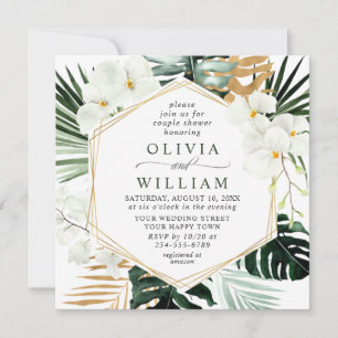 Elegant Witte Orchideeën Boheemse COUPLE SHOWER Kaart